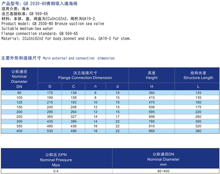 船用青銅四進位吸入通海閥GB/T11692-1989(圖2)