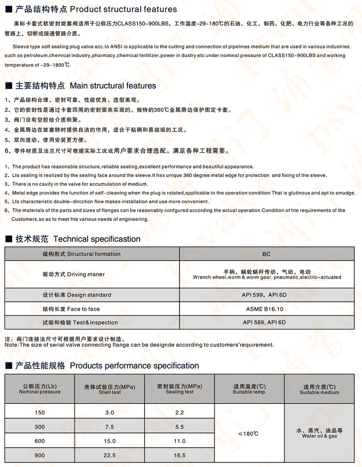 美標卡套式軟密封旋塞閥(圖1)